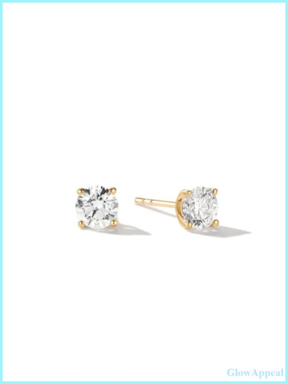 14K Real Gold Lab Grown Diamond Stud Earrings 4-Prong Push Back Fine Jewelry